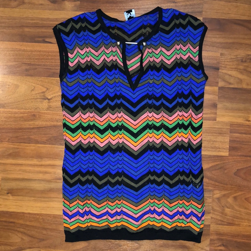 Chevron Knit Sleeveless Top - Blue Multi